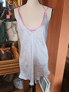 Intimately FP Mini Slip Pale Blue With Pink Trim